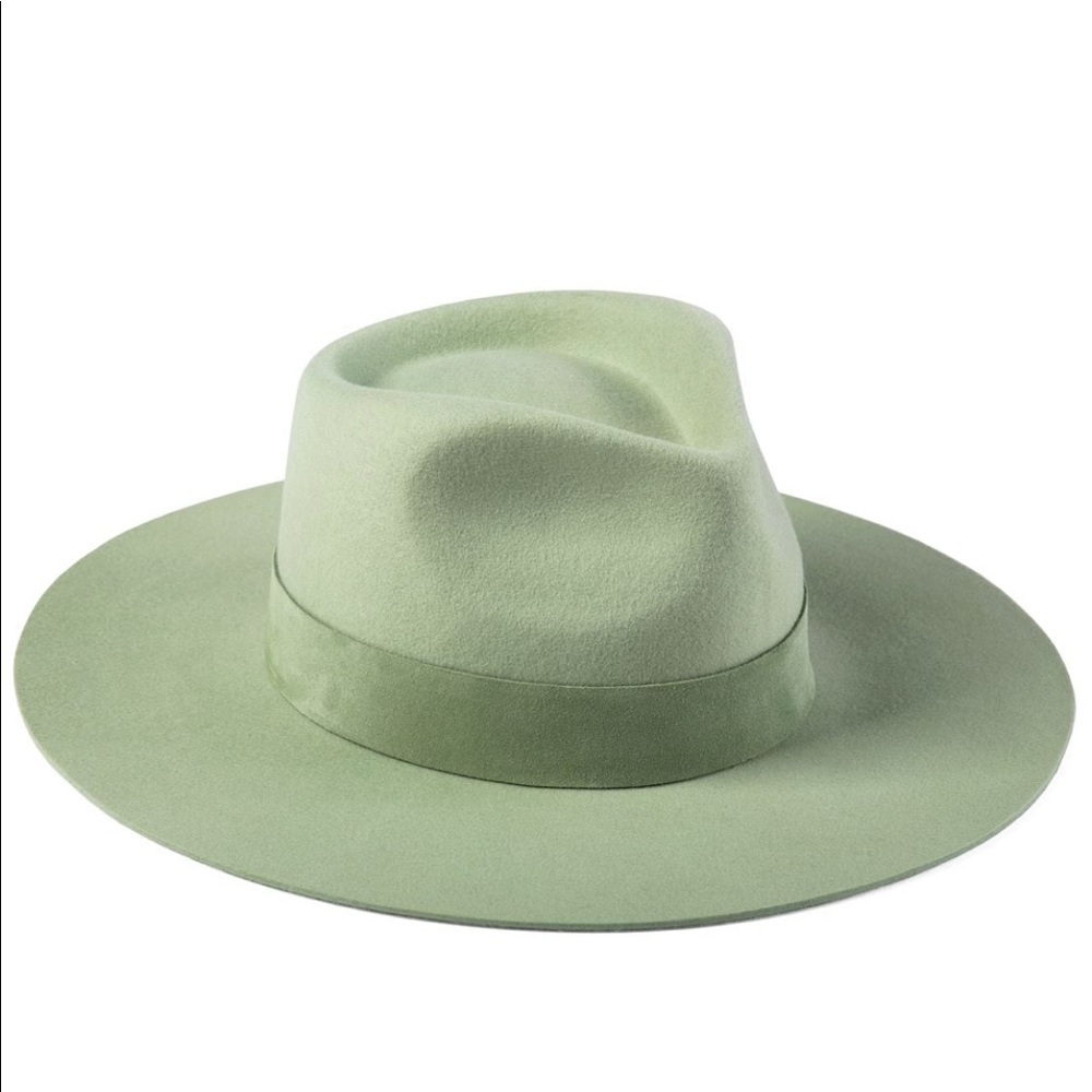 RUSLAN BAGINSKIY Wool Fedora in Mint Green with Ribbon, Rare!